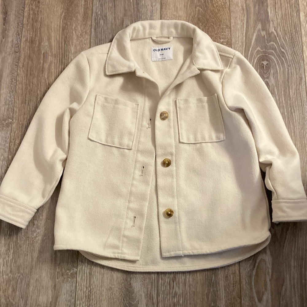 Old Navy Ivory Button-Up Shirt Jacket